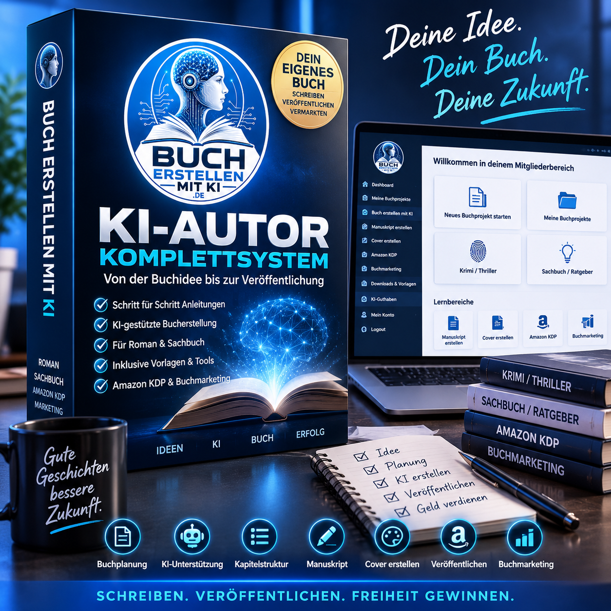 KI-Autor Komplettsystem für Bucherfolg
