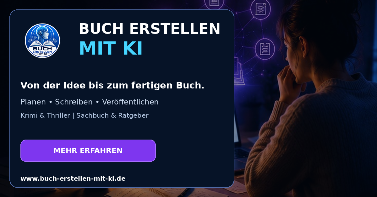 Buch erstellen mit KI – Facebook-Werbegrafik 1200 × 628